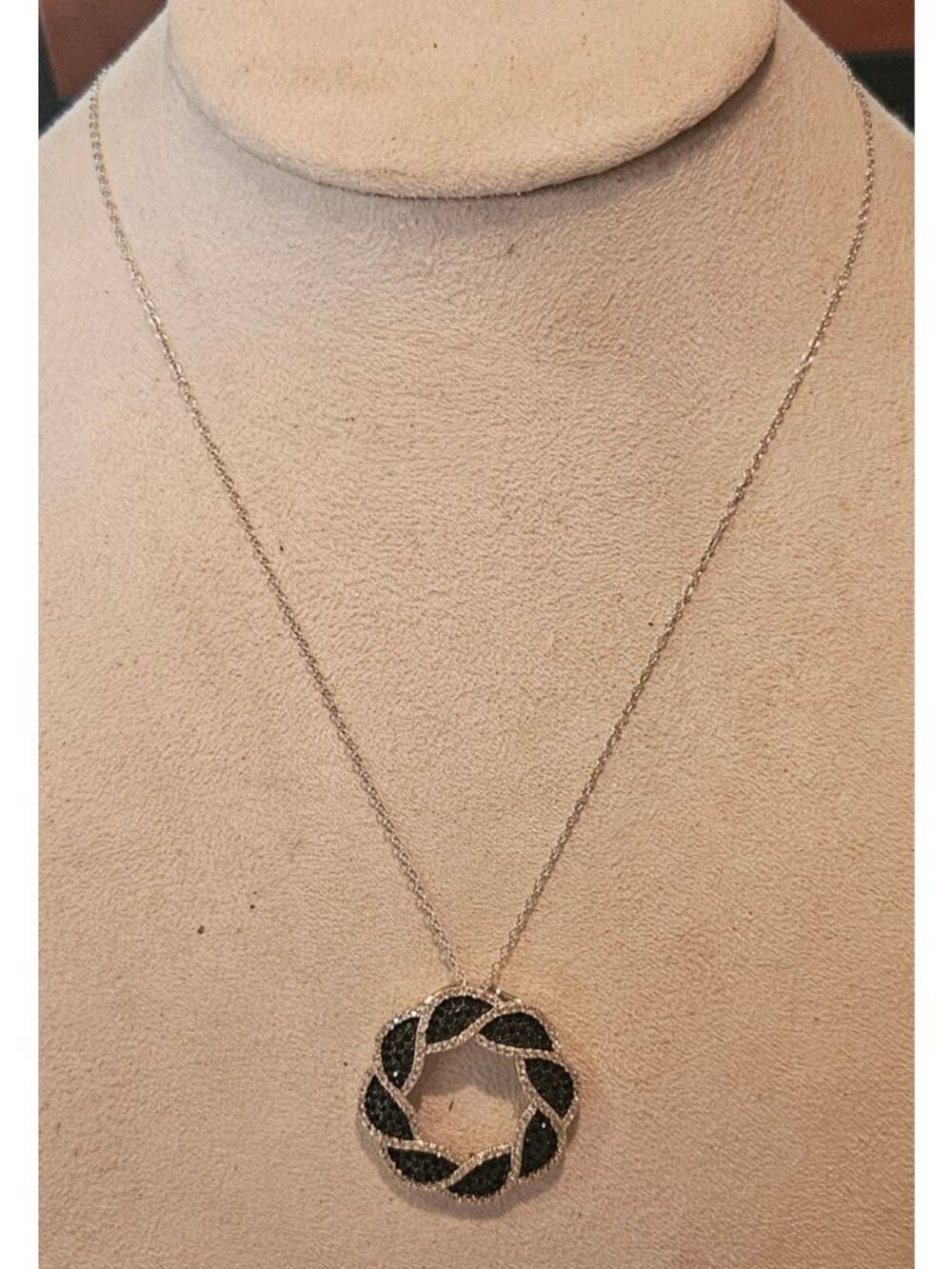 JTV 1.10ctw Black Spinel & 0.60ctw White Zircon Sterling Silver Pendant Necklace
